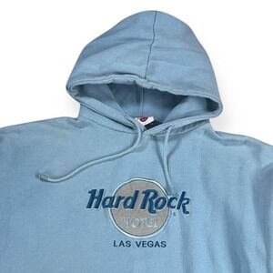 Hard Rock Hotel Las Vegas Hoodie Blue Embroidered Pullover Sweatshirt S/M